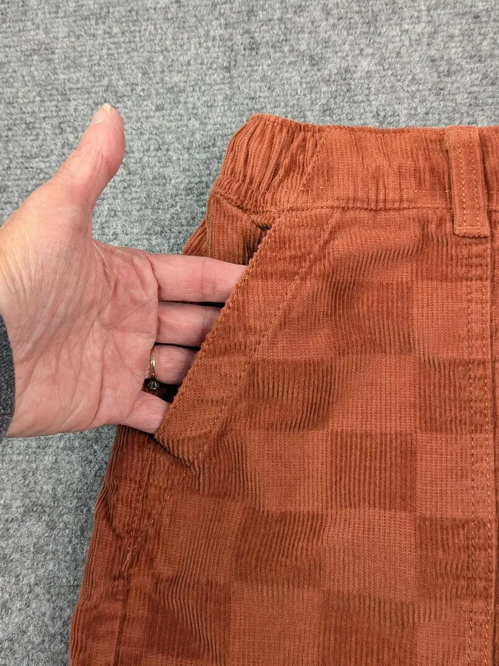 SO Shorts Juniors XS Rust Brown Corduroy Check High Rise Drawstring Tassel